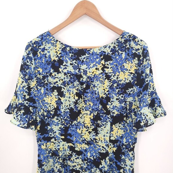 Talbots Chiffon Floral Dress Ruffle Sleeve A-Line Easter Party Womens 10 NWT - Picture 6 of 16